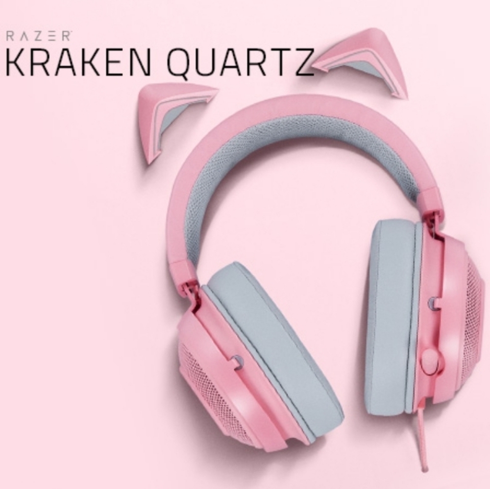 SOLD NEW Razer Kraken Headset Quartz Pink removable Kitty Ears